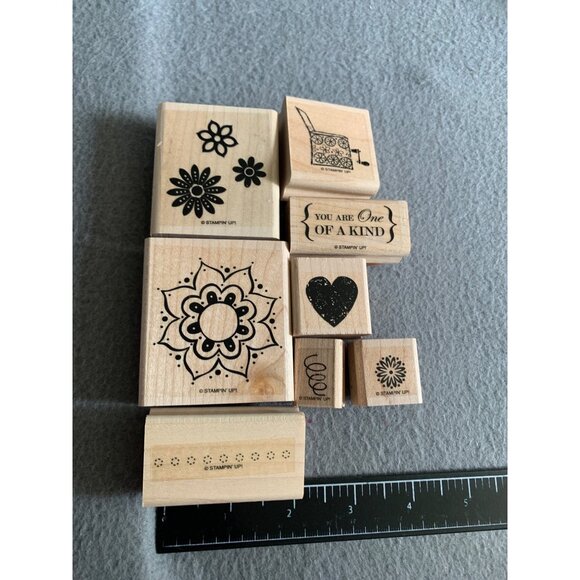 Stampin Up Wood Block Rubber Stamps Set of 8 - Picture 3 of 3